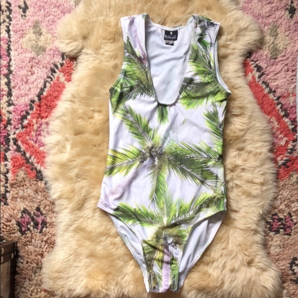 ASOS Mr Gugu & Miss Go Palm Print Swimsuit Scoop - Picture 5 of 8